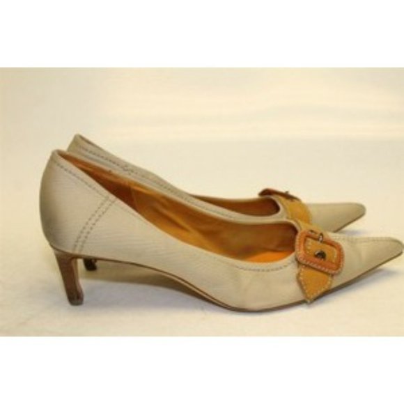 Miu Miu Khaki Canvas Orange Kitten Heels - Picture 12 of 12